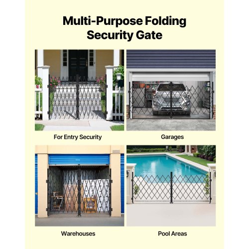 Double Folding Security Gate Lockable Scissor With 360 Swivel Casters Outdoor 84