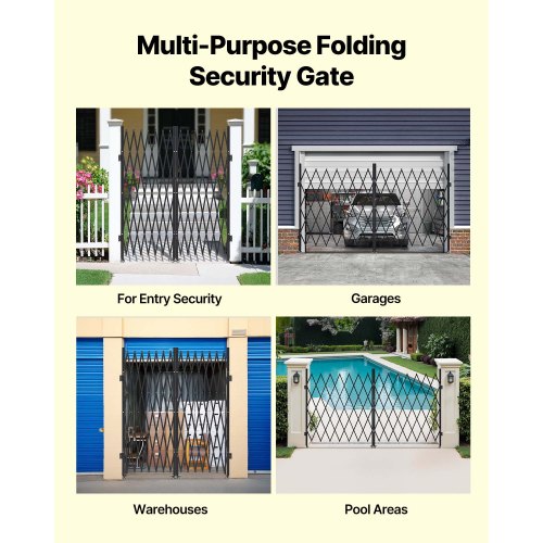Double Folding Security Gate Lockable Scissor With 360 Swivel Casters Outdoor