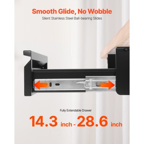 16 Wide Under Desk Drawer Slide Out Under Desk Mounted Pullout Drawer