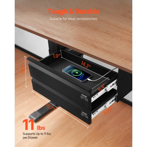 16 Wide Under Desk Drawer Slide Out Under Desk Mounted Pullout Drawer