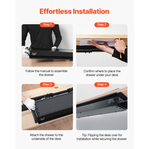 26 Wide Under Desk Drawer Slide Out Under Desk Mounted Pullout Drawer