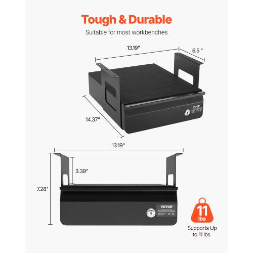 13 Wide Under Desk Drawer Slide Out Under Desk Mounted Pullout Drawer