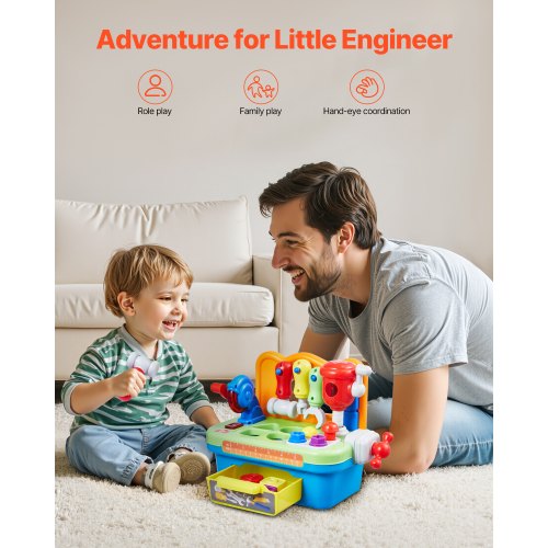 Musical Workbench Toy Sounds Lights Musical Learning Workbench for Toddler Age 2