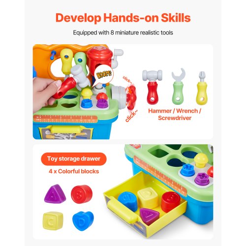 Musical Workbench Toy Sounds Lights Musical Learning Workbench for Toddler Age 2