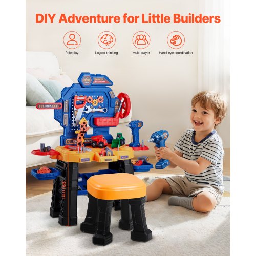 Kids Workbench 181 pcs Kids Tool Bench with Realistic Tools and Electric