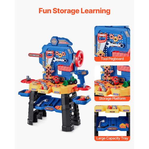 Kids Workbench 181 pcs Kids Tool Bench with Realistic Tools and Electric
