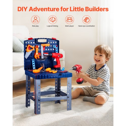 Kids Workbench 56 pcs Kids Tool Bench with Realistic Tools and Electric