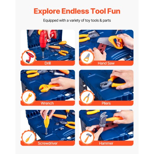 Kids Workbench 56 pcs Kids Tool Bench with Realistic Tools and Electric