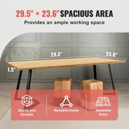 Wood Table Top Holds up to 330 lb 295 x 236 x 15 Rectangular