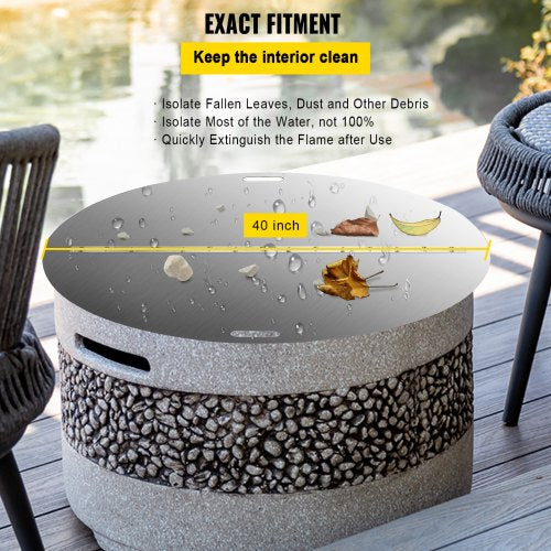 Fire Pit Lid Round 40 Inch Foldable Fire Pit Ring Snuff Cover 430 Stainless