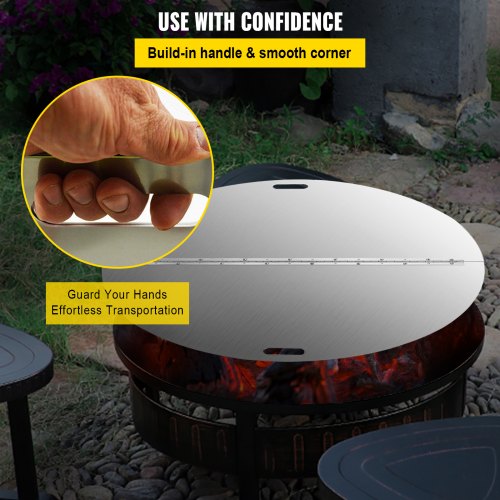 Fire Pit Lid Round 40 Inch Foldable Fire Pit Ring Snuff Cover 430 Stainless