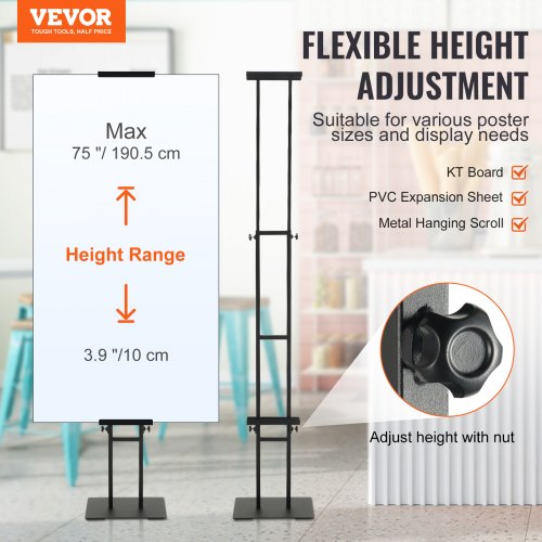 Poster Stand Adjustable Height Up to 75 DoubleSided Heavy Duty Pedestal