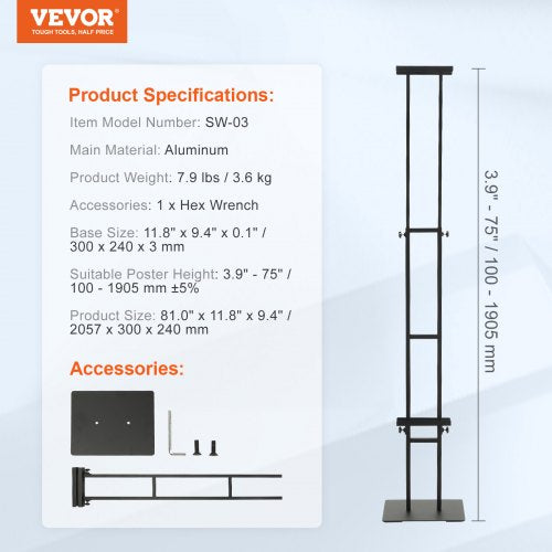 Poster Stand Adjustable Height Up to 75 DoubleSided Heavy Duty Pedestal