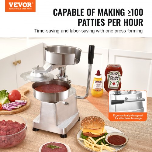 Commercial Burger Patty Maker 150Mm6Inch Hamburger Beef Heavy Duty Foodgrade
