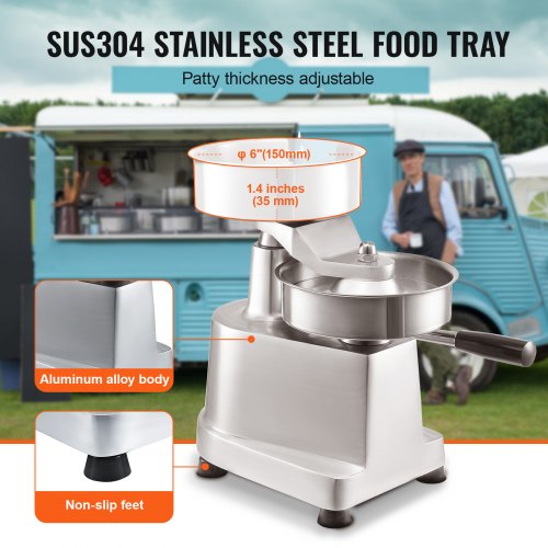 Commercial Burger Patty Maker 150Mm6Inch Hamburger Beef Heavy Duty Foodgrade