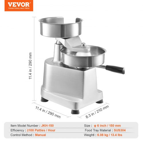 Commercial Burger Patty Maker 150Mm6Inch Hamburger Beef Heavy Duty Foodgrade