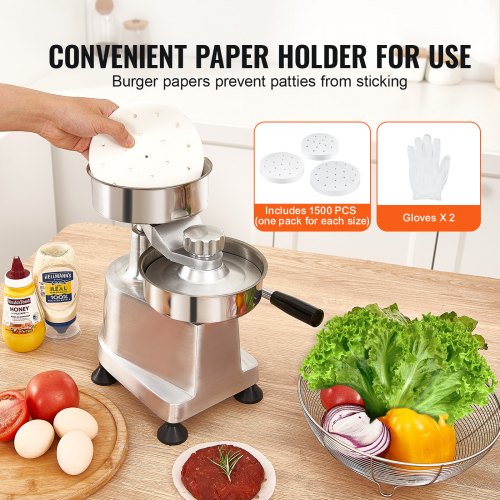 Commercial Burger Patty Maker Hamburger Beef With 3 Convertible Mold456Inch