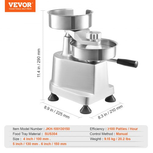 Commercial Burger Patty Maker Hamburger Beef With 3 Convertible Mold456Inch