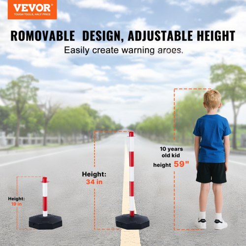 Adjustable Traffic Delineator Post Cones 4 Pack Traffic Safety Delineator