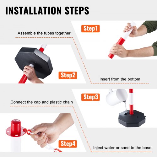 Adjustable Traffic Delineator Post Cones 4 Pack Traffic Safety Delineator