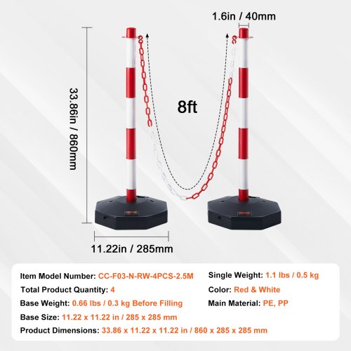 Adjustable Traffic Delineator Post Cones 4 Pack Traffic Safety Delineator