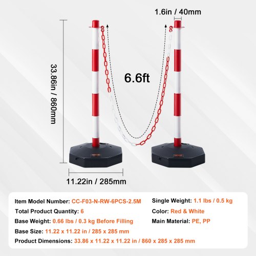 Adjustable Traffic Delineator Post Cones 6 Pack Traffic Safety Delineator