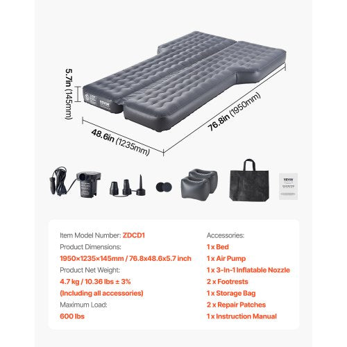 Car Air Mattress Inflatable Car Camping Mattress Oxford Thickened Travel