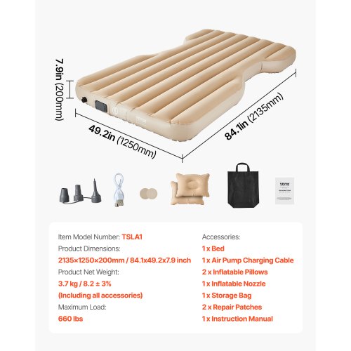 Car Air Mattress Fits Tesla Model Y 20202024 Inflatable Car Camping
