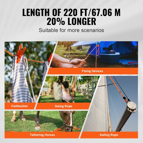Double Braided Polyester Rope 34 in x 220 ft 24 Strands 12700 LBS