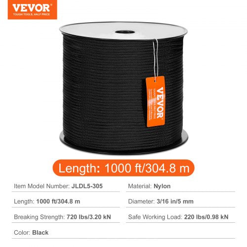 Durable Nylon Cord 316 inch x 1000 ft 32Strand Design 720 LBS Load