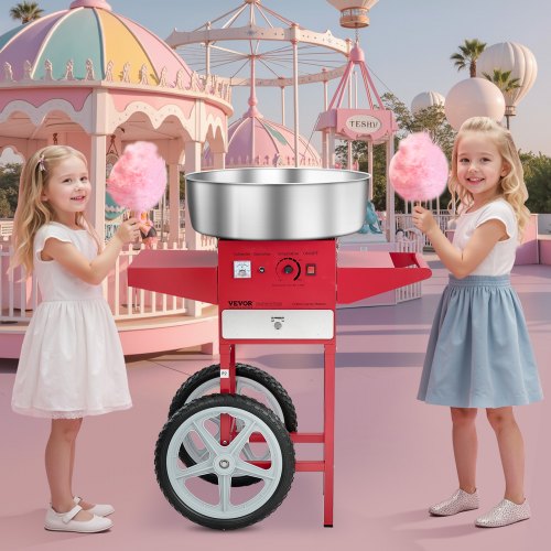 Electric Cotton Candy Machine With Cart 1000W Commercial Floss Maker 20.5 In