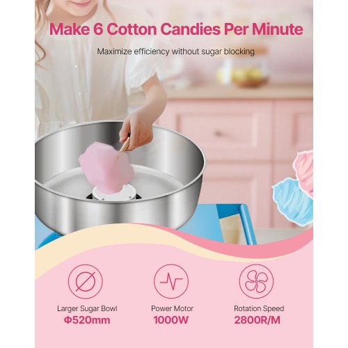 Electric Cotton Candy Machine With Cart 1000W Commercial Floss Maker 20.5 In 33 3