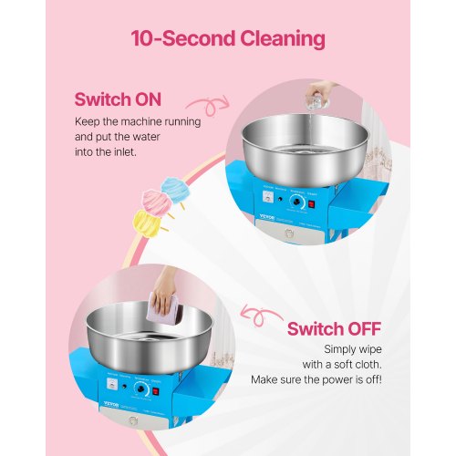 Electric Cotton Candy Machine With Cart 1000W Commercial Floss Maker 20.5 In 33 3