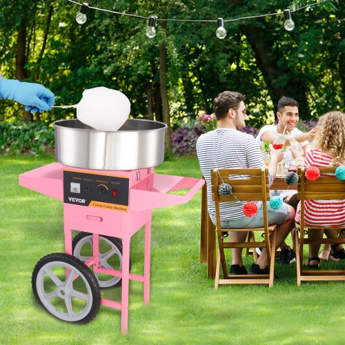 Electric Cotton Candy Machine With Cart 1000W Commercial Floss Maker Stainless