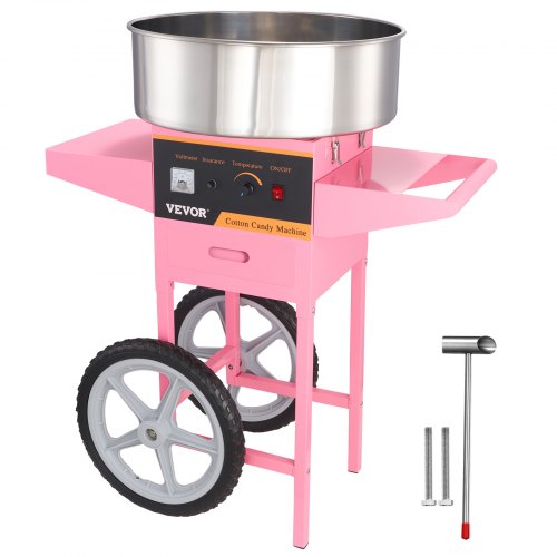 Electric Cotton Candy Machine With Cart 1000W Commercial Floss Maker Stainless