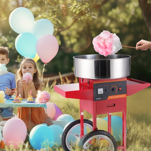 Electric Cotton Candy Machine With Cart 1000W Commercial Floss Maker Stainless a