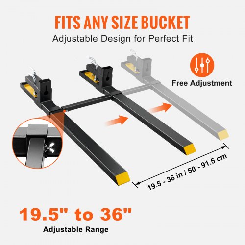 Pallet Forks 4000 Lbs Clamp On 60 Total Length Heavy Duty With Adjustable