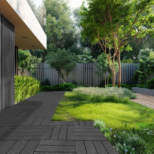 Interlocking Deck Tiles 10 Pack 12x12 Plastic for Porch Dark Grey – 51 L