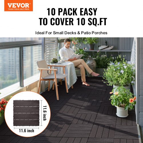 Interlocking Deck Tiles 10 Pack12x12 10 sq ft Plastic Waterproof