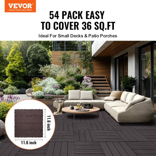 Interlocking Deck Tiles 54 Pack12x12 54 sq ft Plastic Waterproof