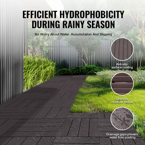 Interlocking Deck Tiles 54 Pack12x12 54 sq ft Plastic Waterproof