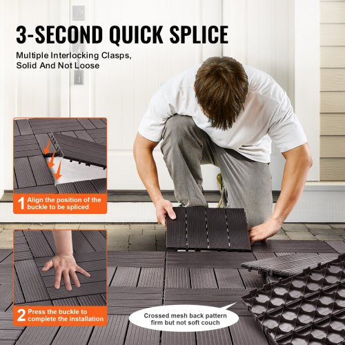 Interlocking Deck Tiles 54 Pack12x12 54 sq ft Plastic Waterproof