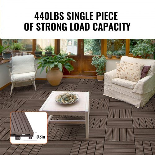 Interlocking Deck Tiles Plastic Wood 27 Pack12x12 27 sq ft Waterproof