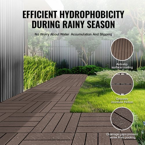 Interlocking Deck Tiles Plastic Wood 27 Pack12x12 27 sq ft Waterproof