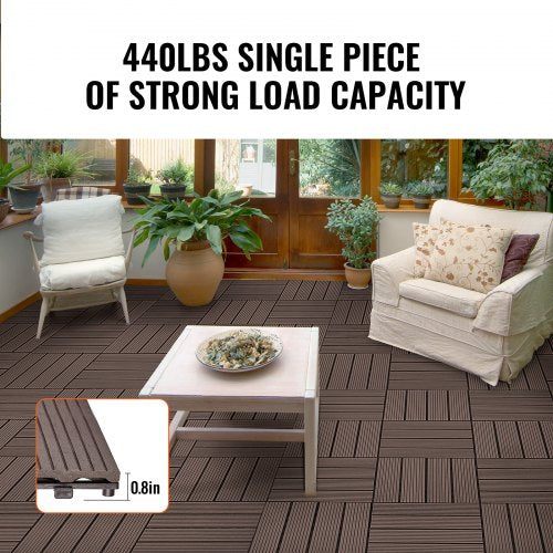 Interlocking Deck Tiles Plastic Wood 10 Pack12x12 10 sq ft Waterproof