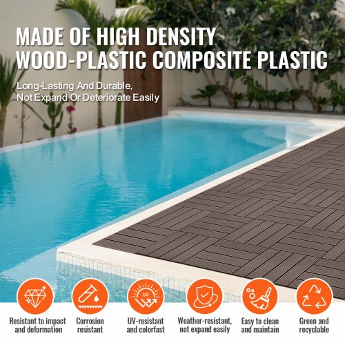 Interlocking Deck Tiles Plastic Wood 10 Pack12x12 10 sq ft Waterproof