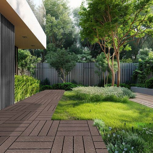 Interlocking Deck Tiles Plastic Wood 10 Pack12x12 10 sq ft Waterproof