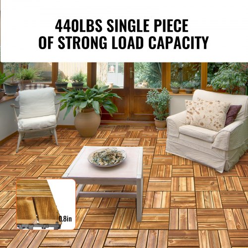 Interlocking Deck Tiles Solid Wood 10 Pack12x12 Waterproof Camphor Pine