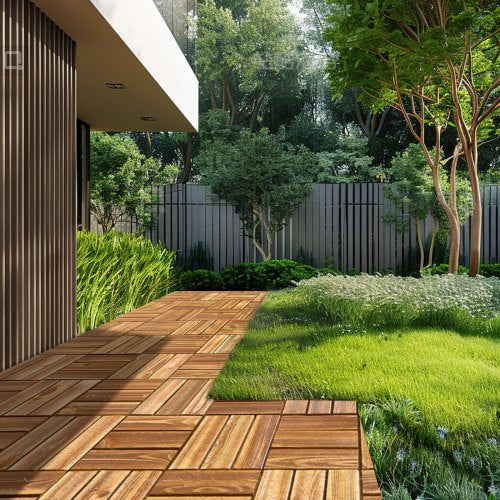 Interlocking Deck Tiles Solid Wood 10 Pack12x12 Waterproof Camphor Pine