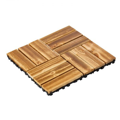 Interlocking Deck Tiles Solid Wood 10 Pack12x12 Waterproof Camphor Pine